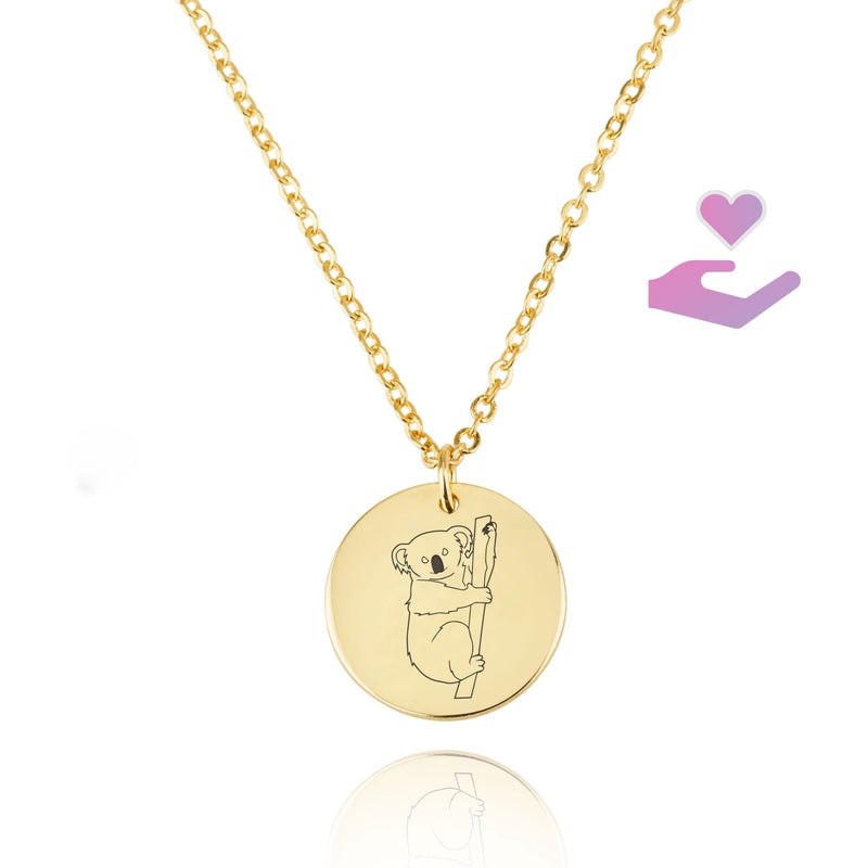Koala Engraving Disc Necklace - Beleco Jewelry