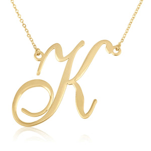Large Initial Necklace In Cursive Font - Beleco Jewelry