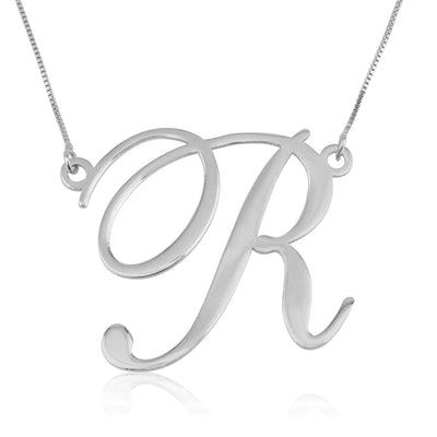 Large Initial Necklace In Cursive Font