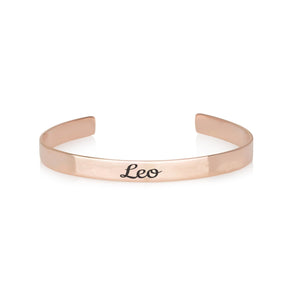 Leo Zodiac Engraved Cuff Bracelet - Beleco Jewelry