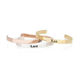 Leo Zodiac Engraved Cuff Bracelet - Beleco Jewelry