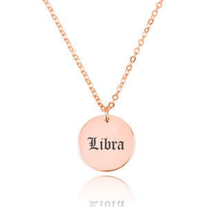 Libra Script Disk Necklace - Beleco Jewelry