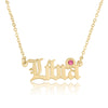 Libra Script Necklace With Swarovski Birthstone - Beleco Jewelry