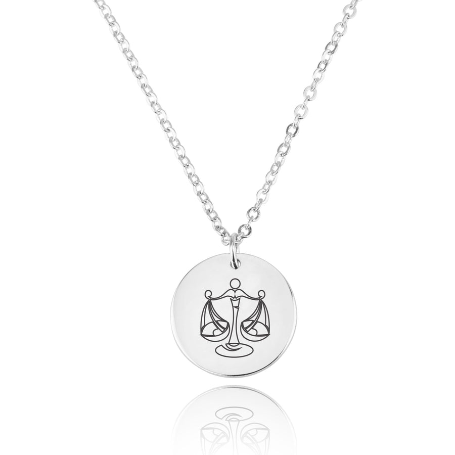Libra Zodiac Disk Necklace