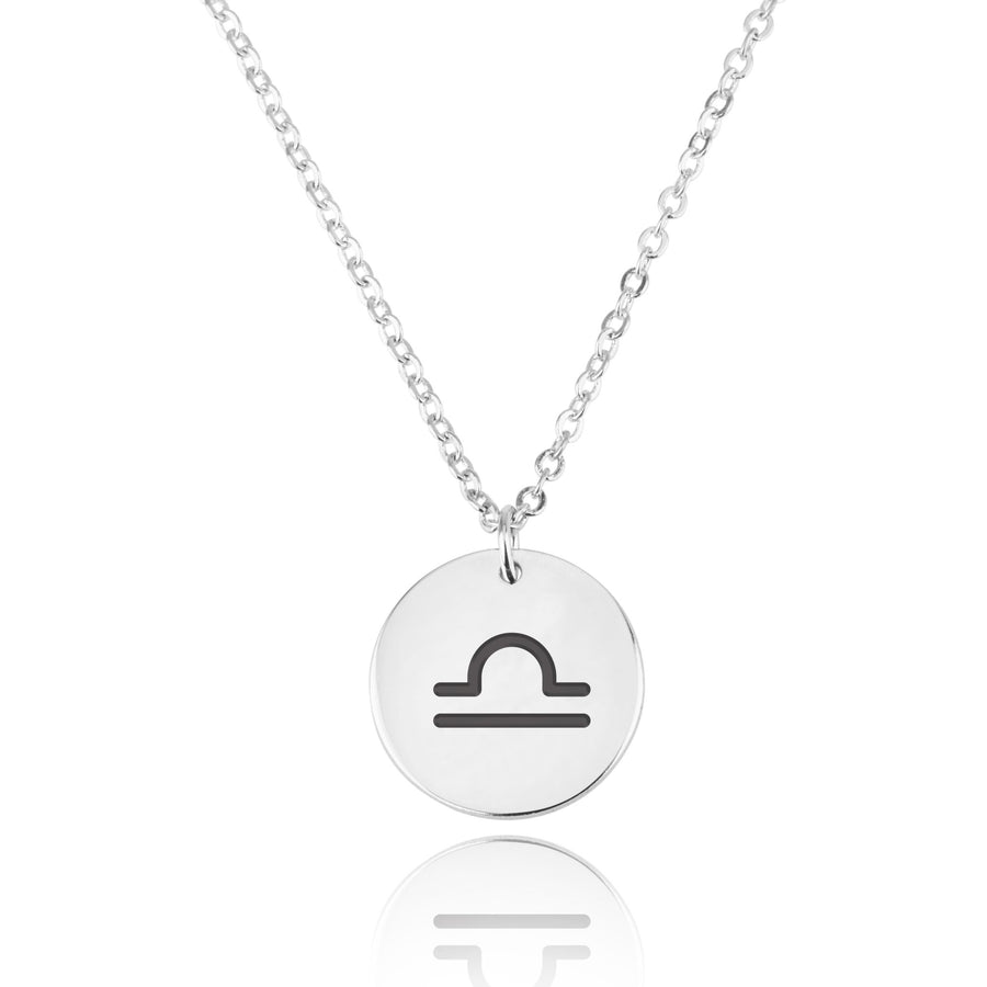 Libra Zodiac Sign Disk Necklace