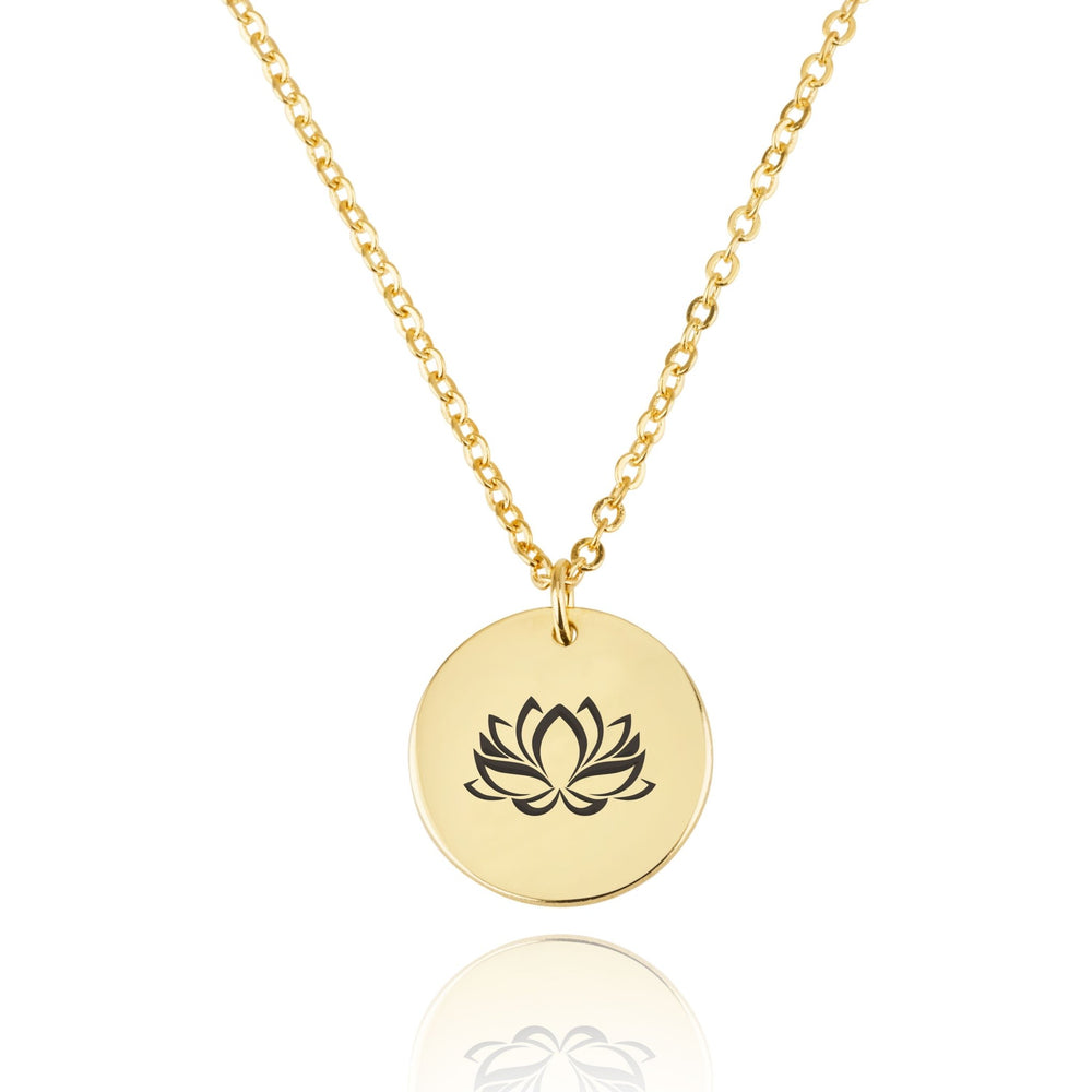 Lotus Engraving Disc Necklace