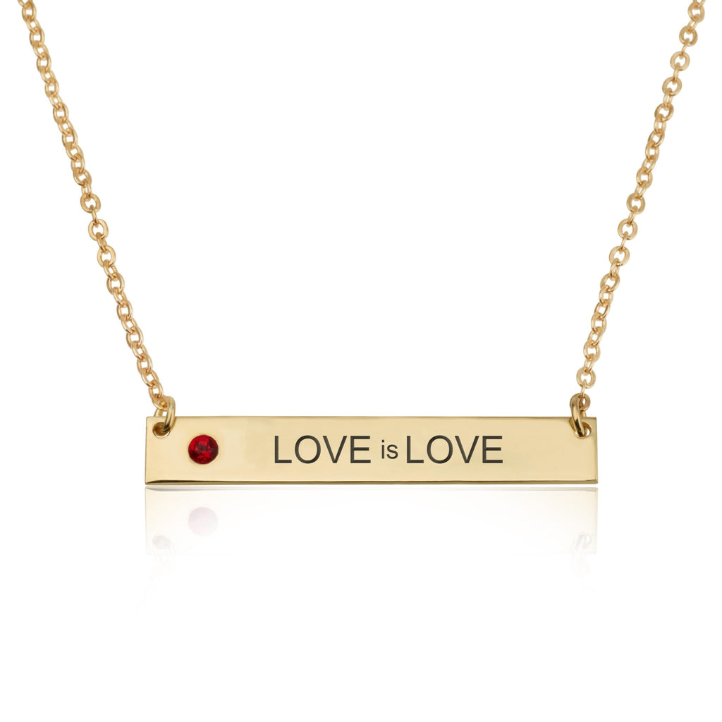 LOVE is LOVE Bar Necklace With Birthstone - Beleco Jewelry