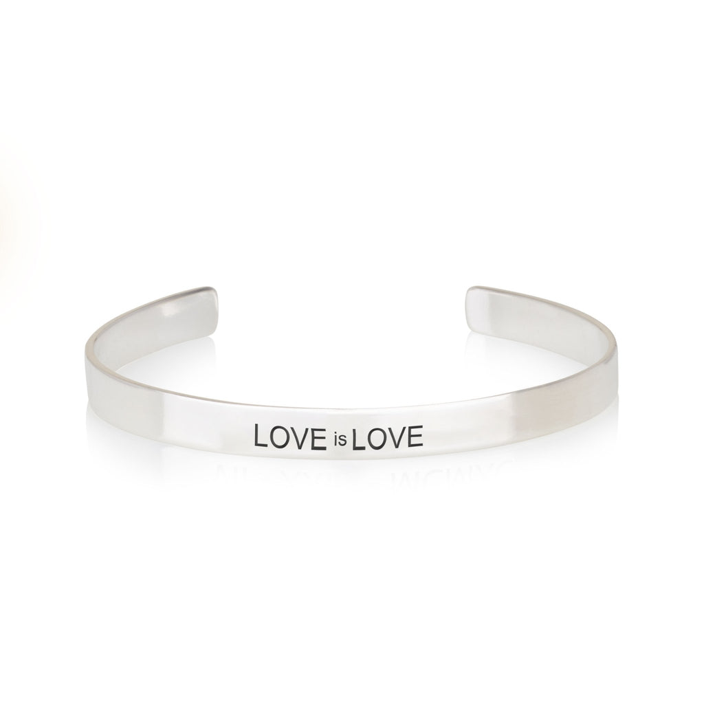 LOVE is LOVE Engraved Cuff Bracelet - Beleco Jewelry
