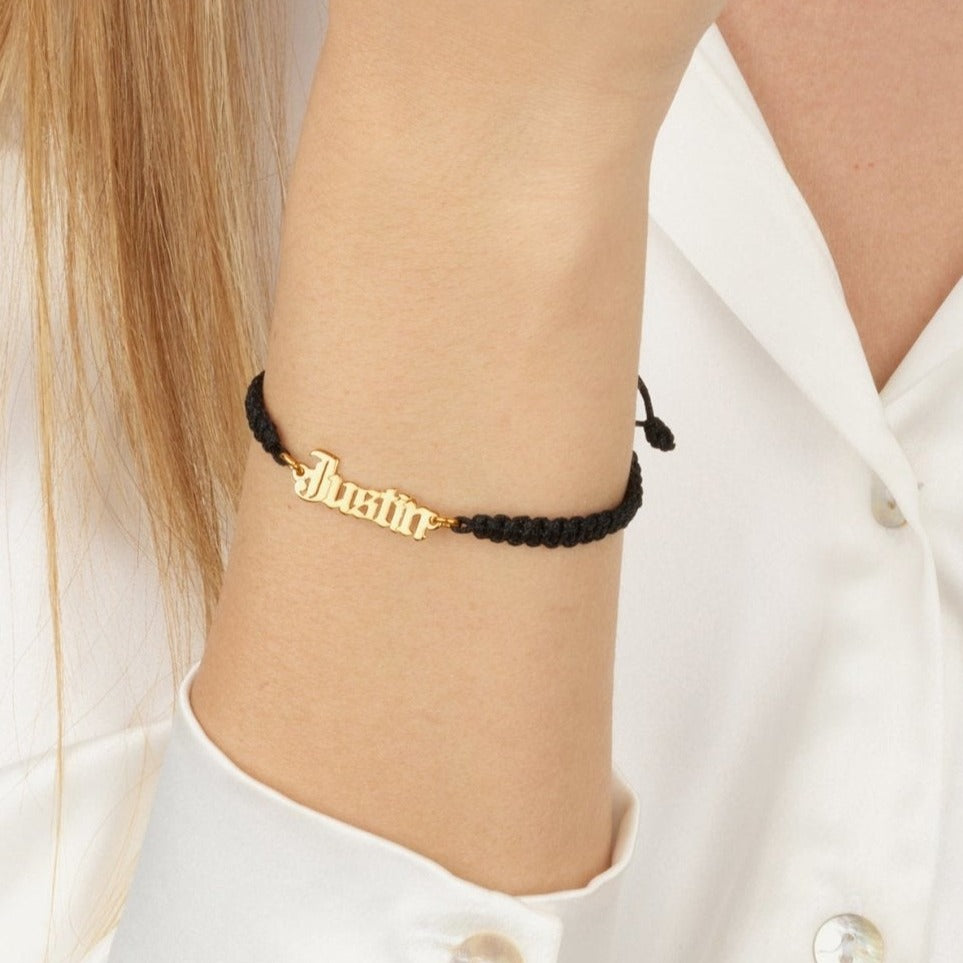 Macrame Old English Name Bracelet