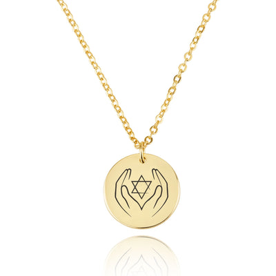 Magen David Engraving Disc Necklace