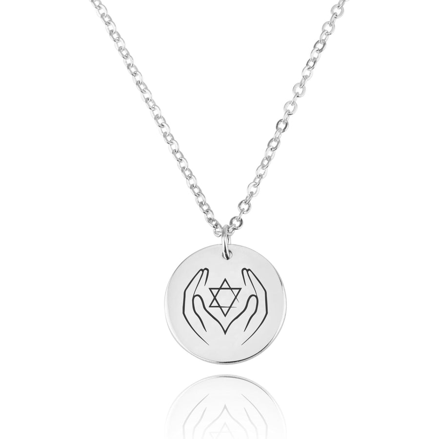 Magen David Engraving Disc Necklace