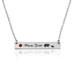 Mama Bear Necklace With Swarovski Birthstone - Beleco Jewelry