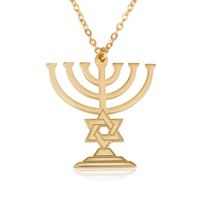 Menorah With Star of David Necklace