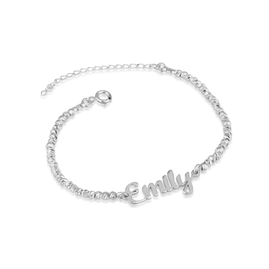 Nameplate Bracelet With Laser Beads