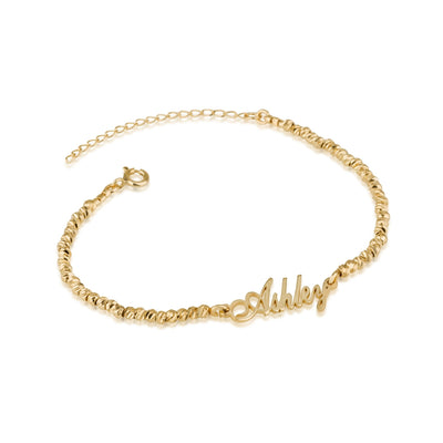Nameplate Bracelet With Laser Beads