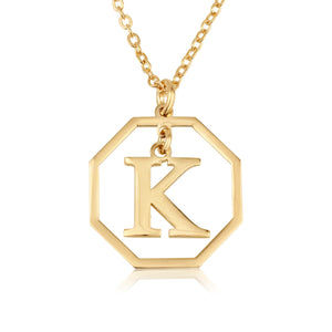 Octagon Initial Necklace - Beleco Jewelry