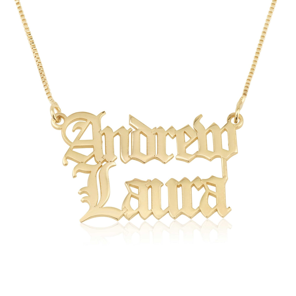 Old English Double Name Necklace