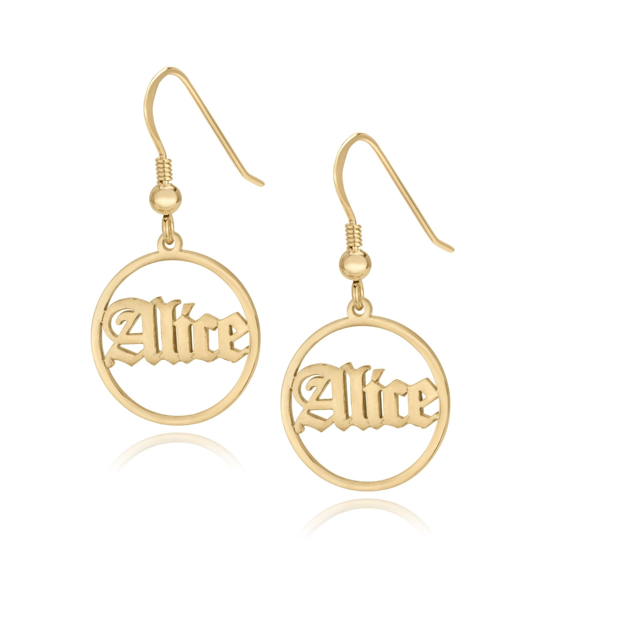 Old English Hoop Name Earrings
