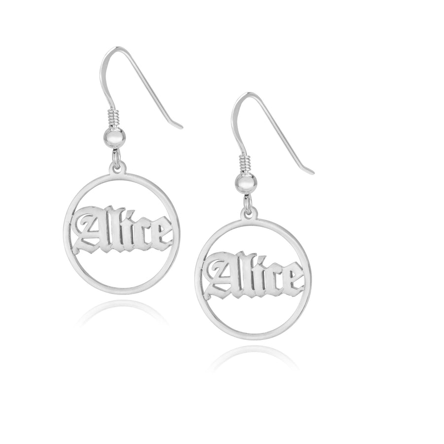 Old English Hoop Name Earrings