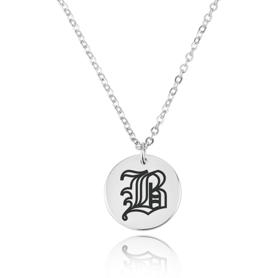 Old English Initial Disc Necklace