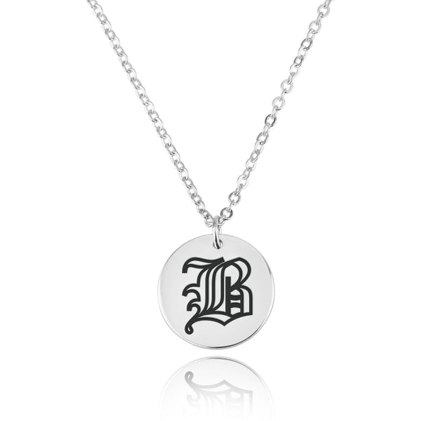 Old English Initial Disc Necklace