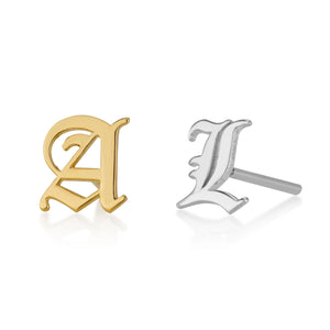 Old English Initial Stud Earrings - Beleco Jewelry
