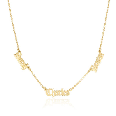 Old English Three Name Necklace