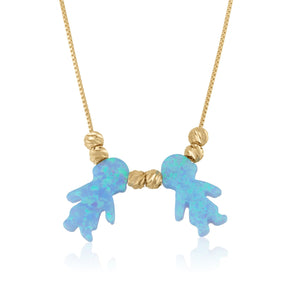 Opal Boy Girl Charms Necklace - Beleco Jewelry