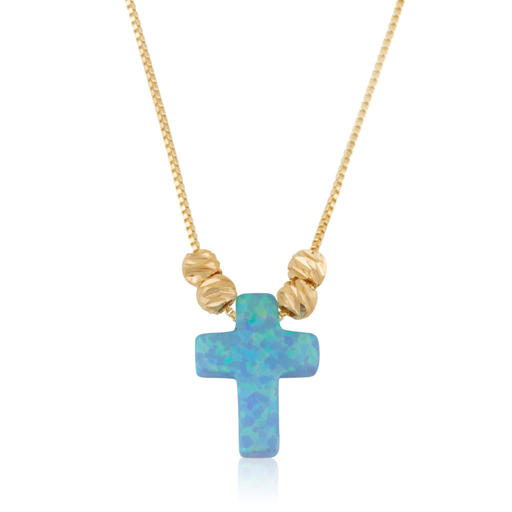 Opal Cross Necklace - Beleco Jewelry