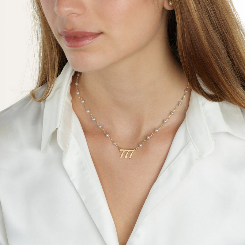 Pearl Angel Numbers Necklace - Beleco Jewelry