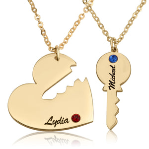 Personalized Couple Necklace With Swarovski Birthstones - Beleco Jewelry