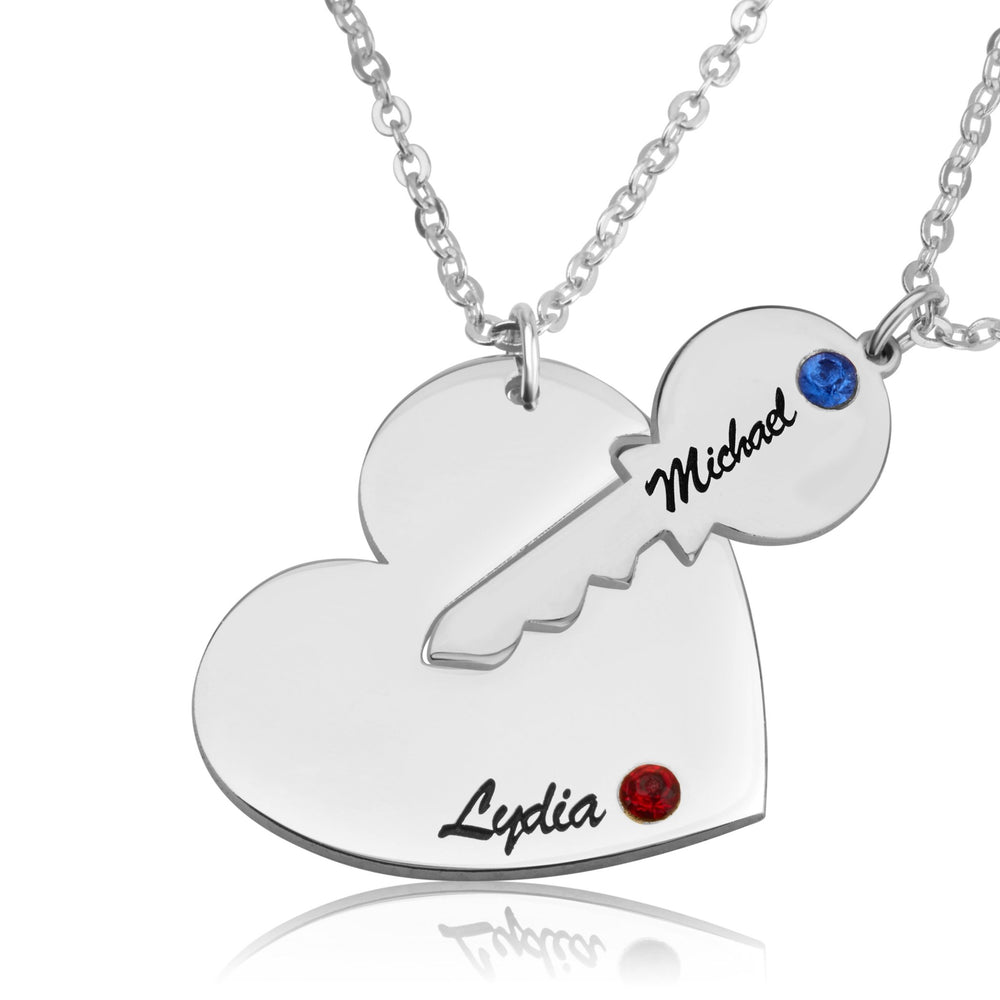Personalized Couple Necklace With Swarovski Birthstones