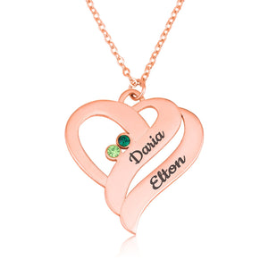 Personalized Heart Necklace With Swarovski Birthstones - Beleco Jewelry