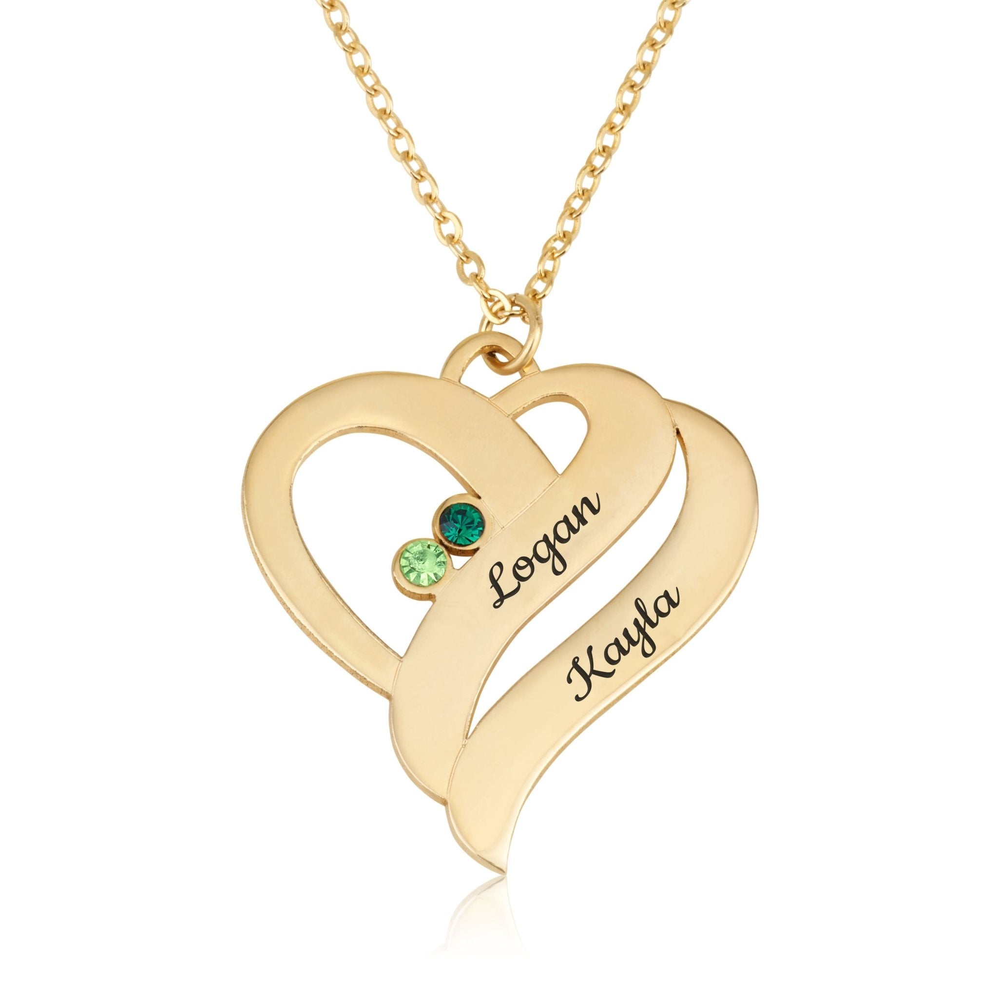 Personalized Heart Necklace With Swarovski Birthstones
