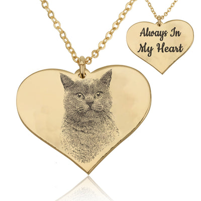 Personalized Heart With Engrave Pet Photo Necklace