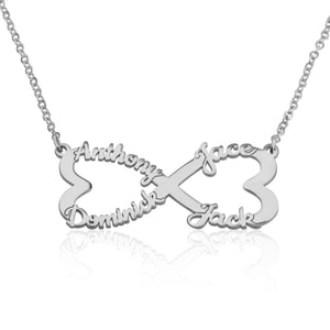 Personalized Infinity Necklace With Four Names - Beleco Jewelry
