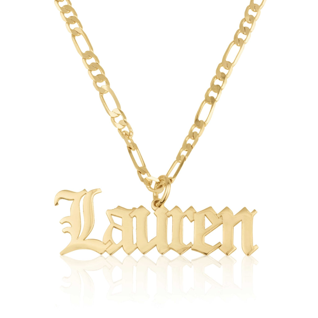 Personalized Name Necklace With Figaro Chain - Beleco Jewelry