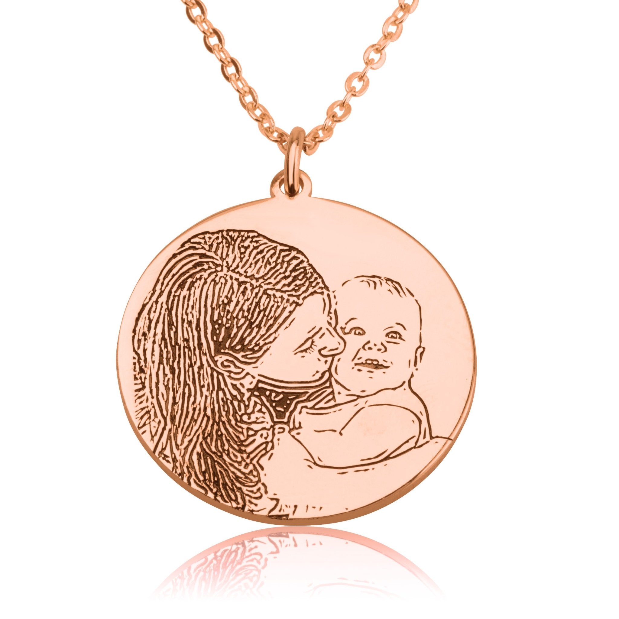 Custom Photo Engraved Round Pendant With Engraving