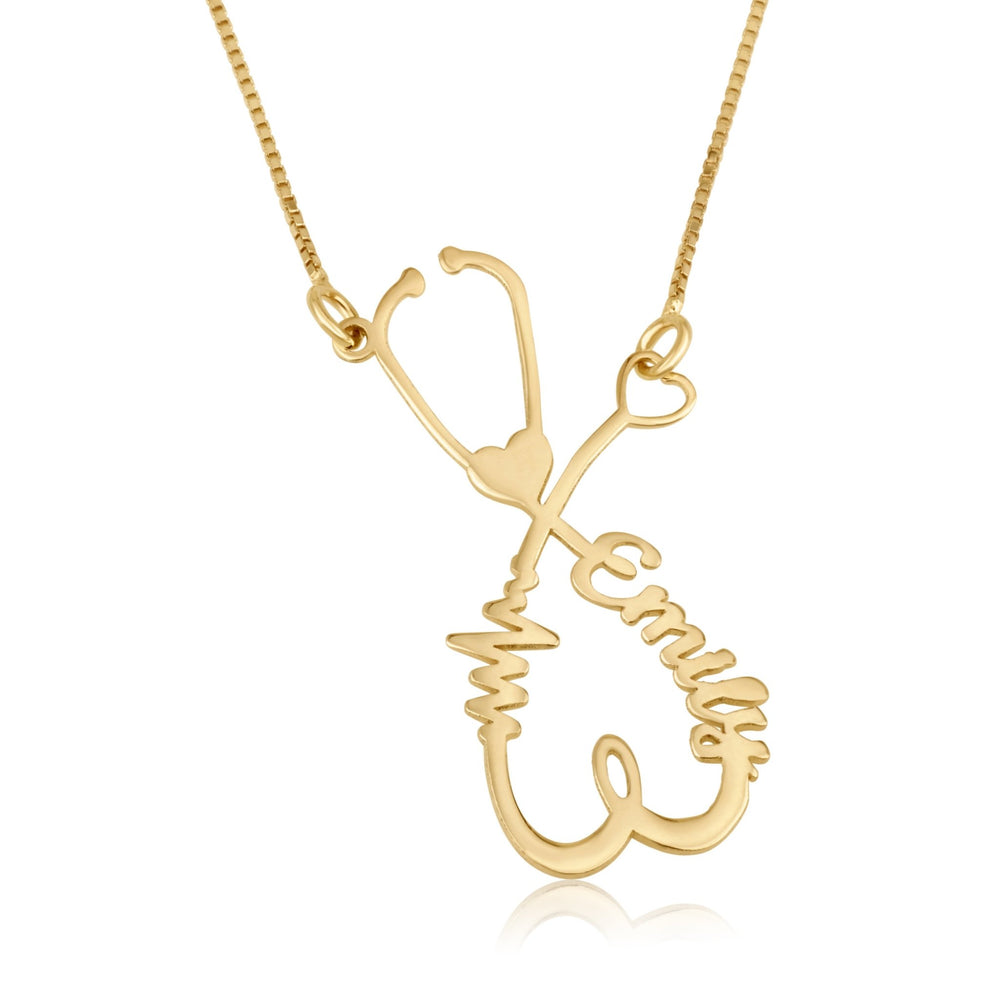 Personalized Stethoscope Necklace With Name And Heartbeat