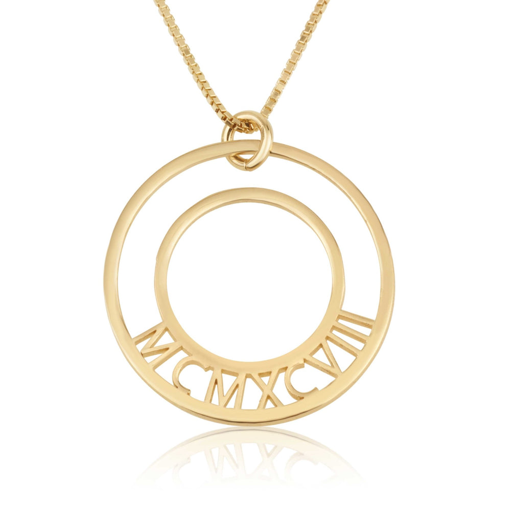 Roman Numeral Birth Year Circle Necklace
