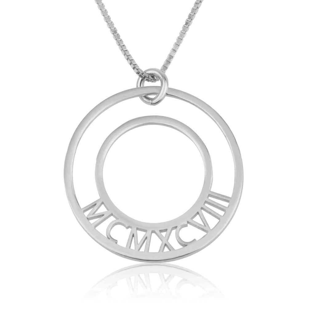 Roman Numeral Birth Year Circle Necklace - Beleco Jewelry