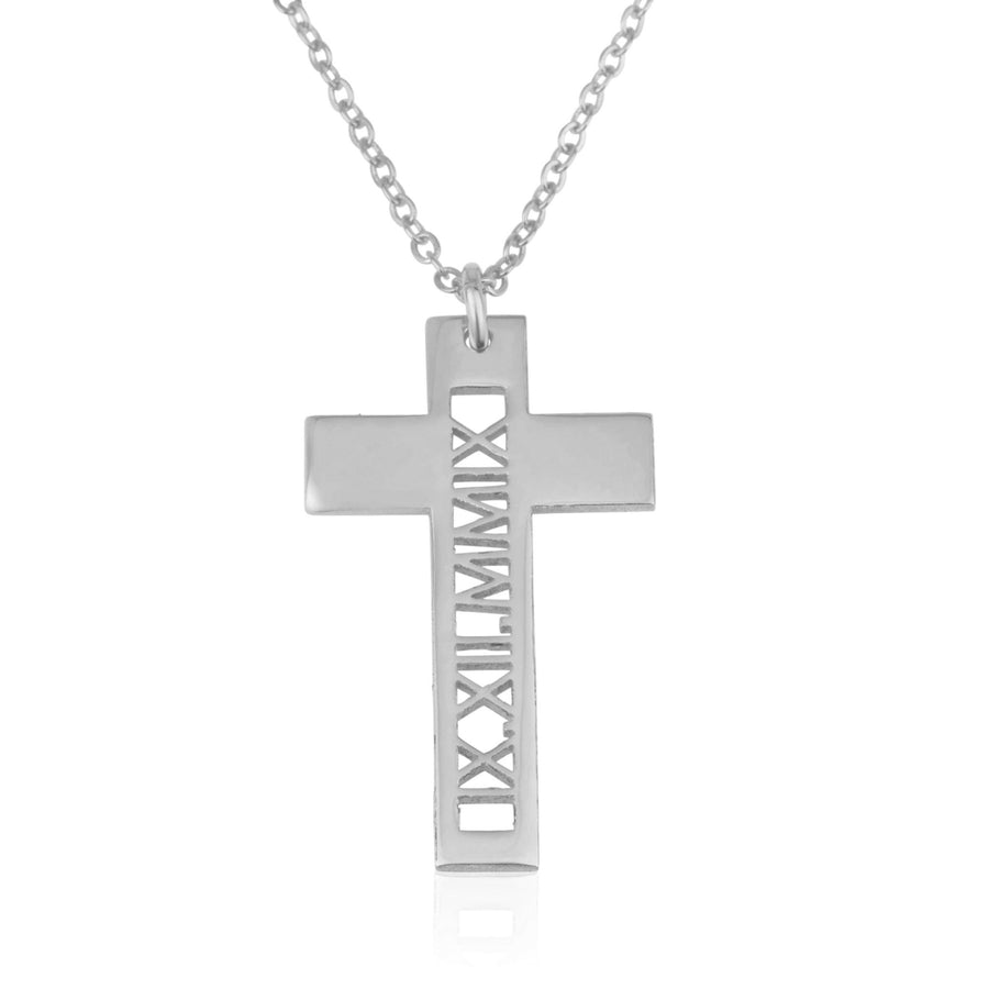 Roman Numeral Cross Necklace