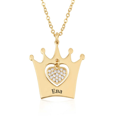 Russian Crown Necklace With Heart And Name