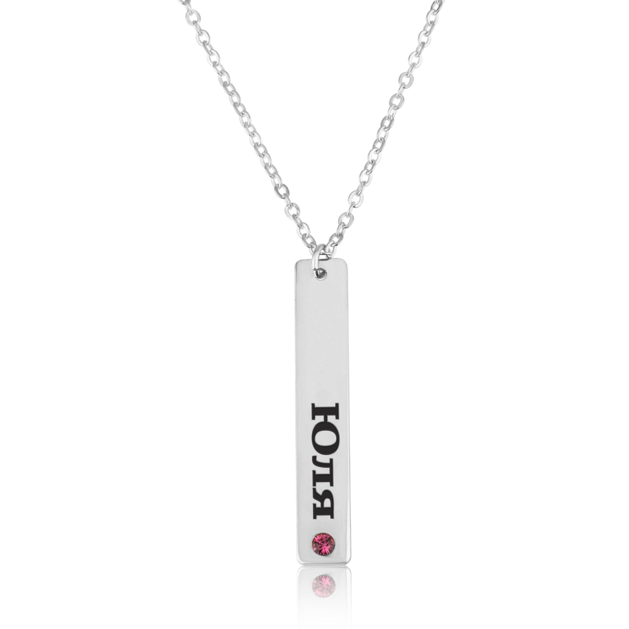 Mother's Birthstone Horizontal Bar Necklace with Handset Crystals -  Silverado Jewelry