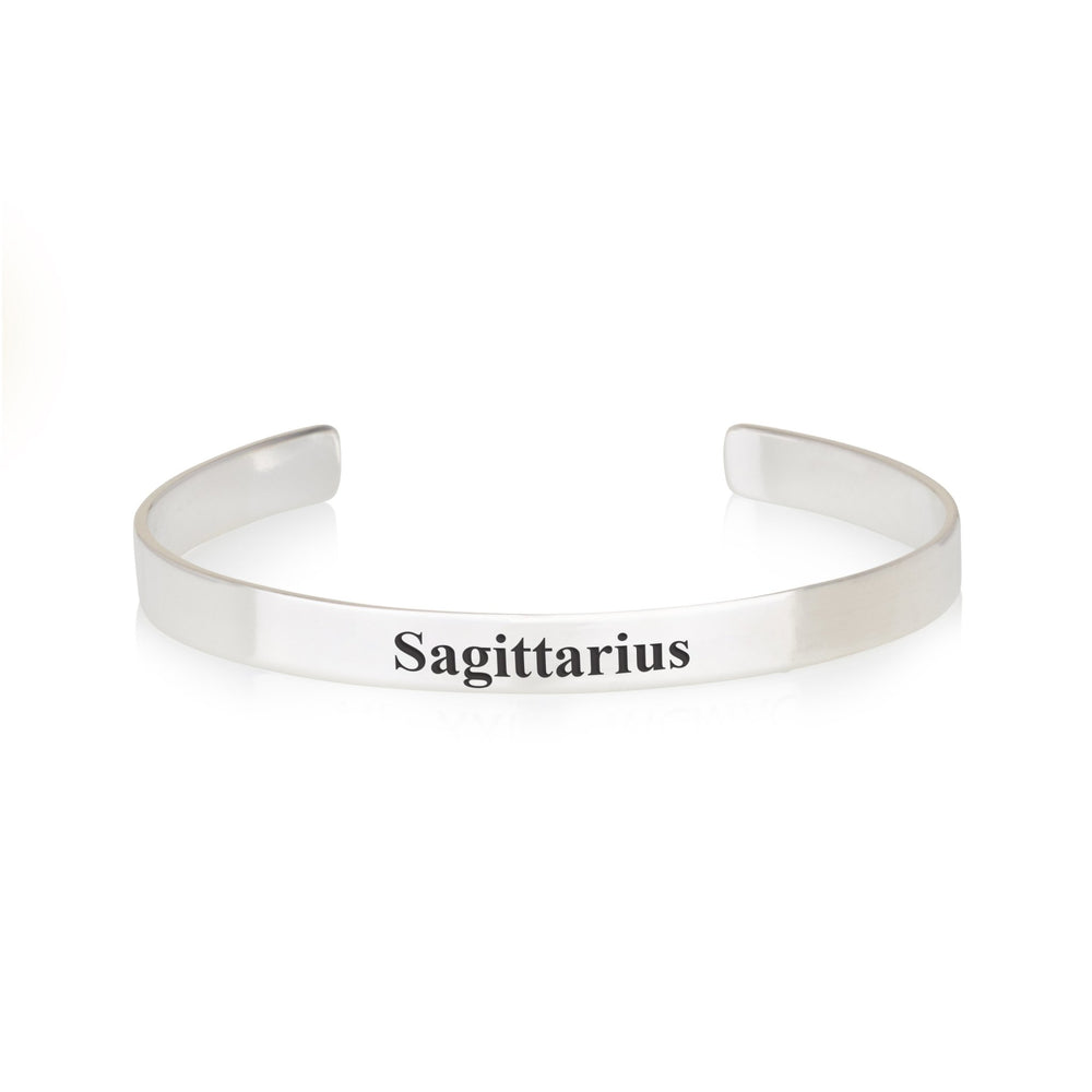 Sagittarius Engraved Cuff Bracelet