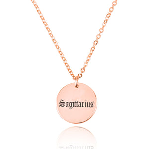 Sagittarius Script Disk Necklace - Beleco Jewelry