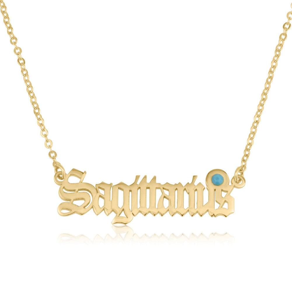 Sagittarius Script Necklace With Swarovski Birthstone