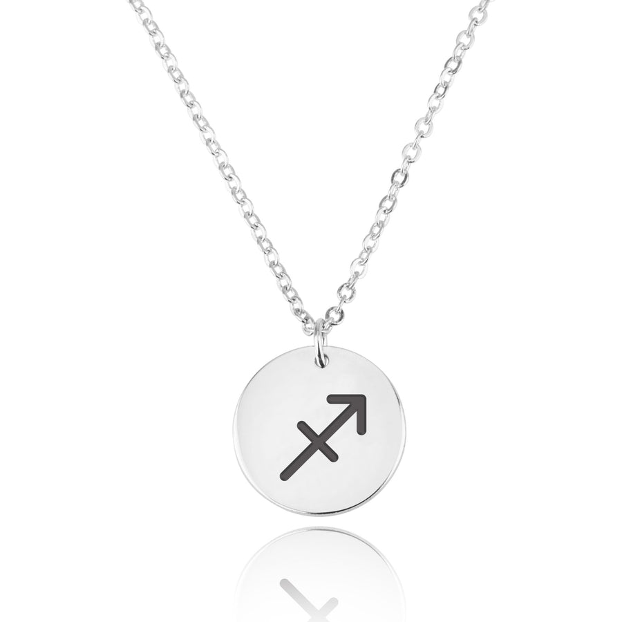 Sagittarius Zodiac Sign Disk Necklace