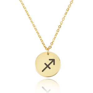 Sagittarius Zodiac Sign Disk Necklace - Beleco Jewelry