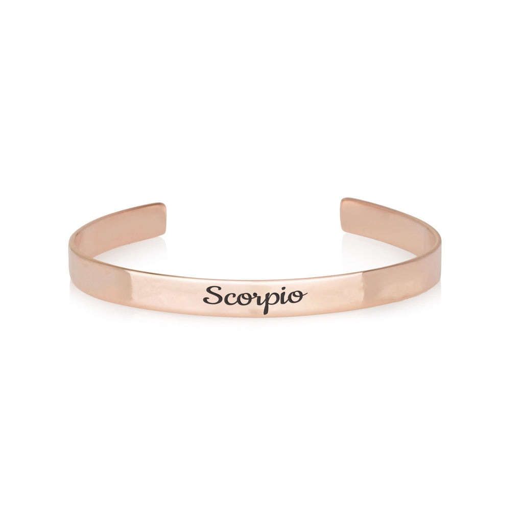 Scorpio Engraved Cuff Bracelet - Beleco Jewelry